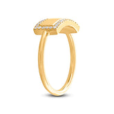 0.11ct 14k Yellow Gold Diamond Bar ID Ring Size 4